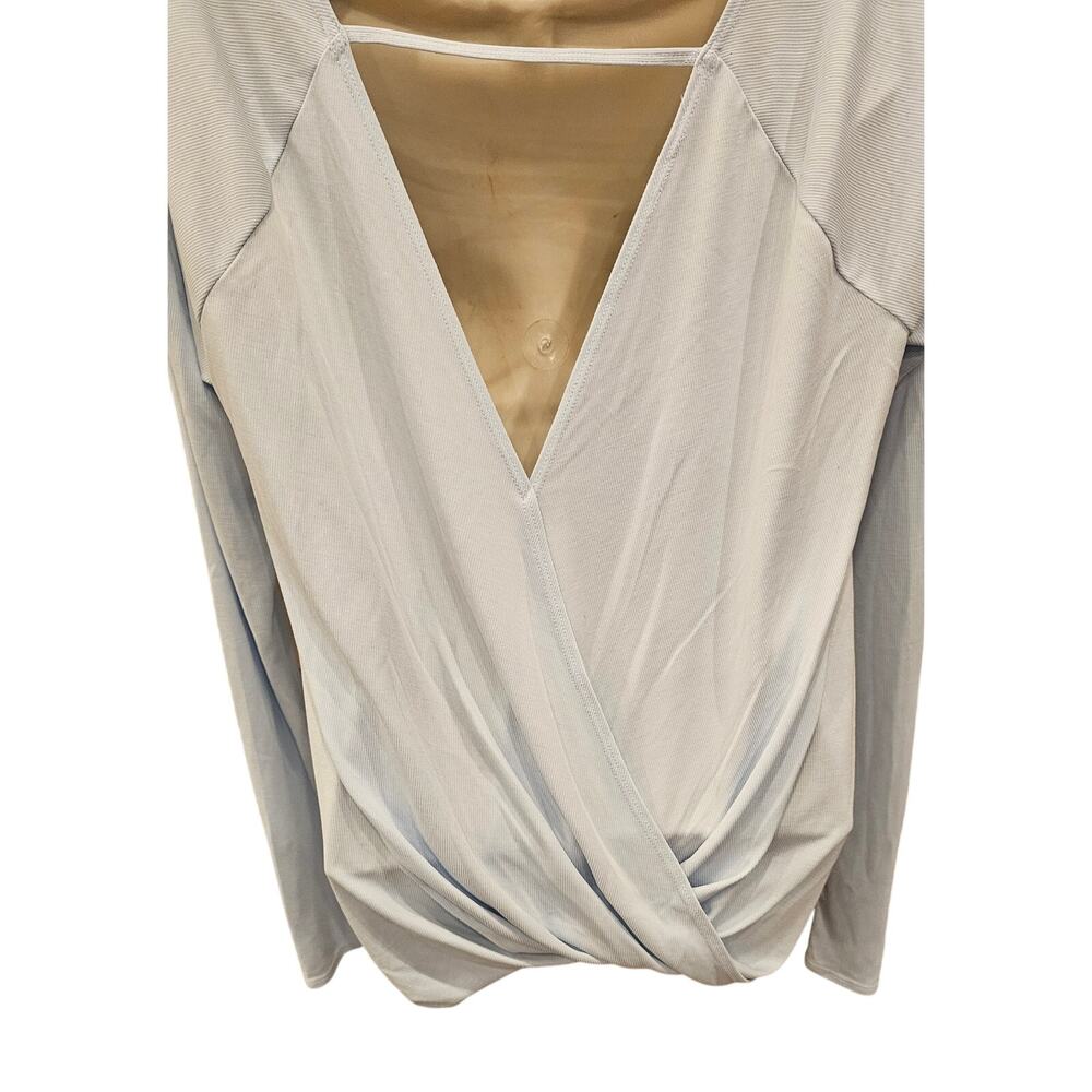 A&F back faux wrap top soft causal baby blue minimalist S viscose SOFT EUC
